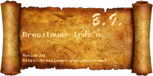 Breszlauer Irén névjegykártya